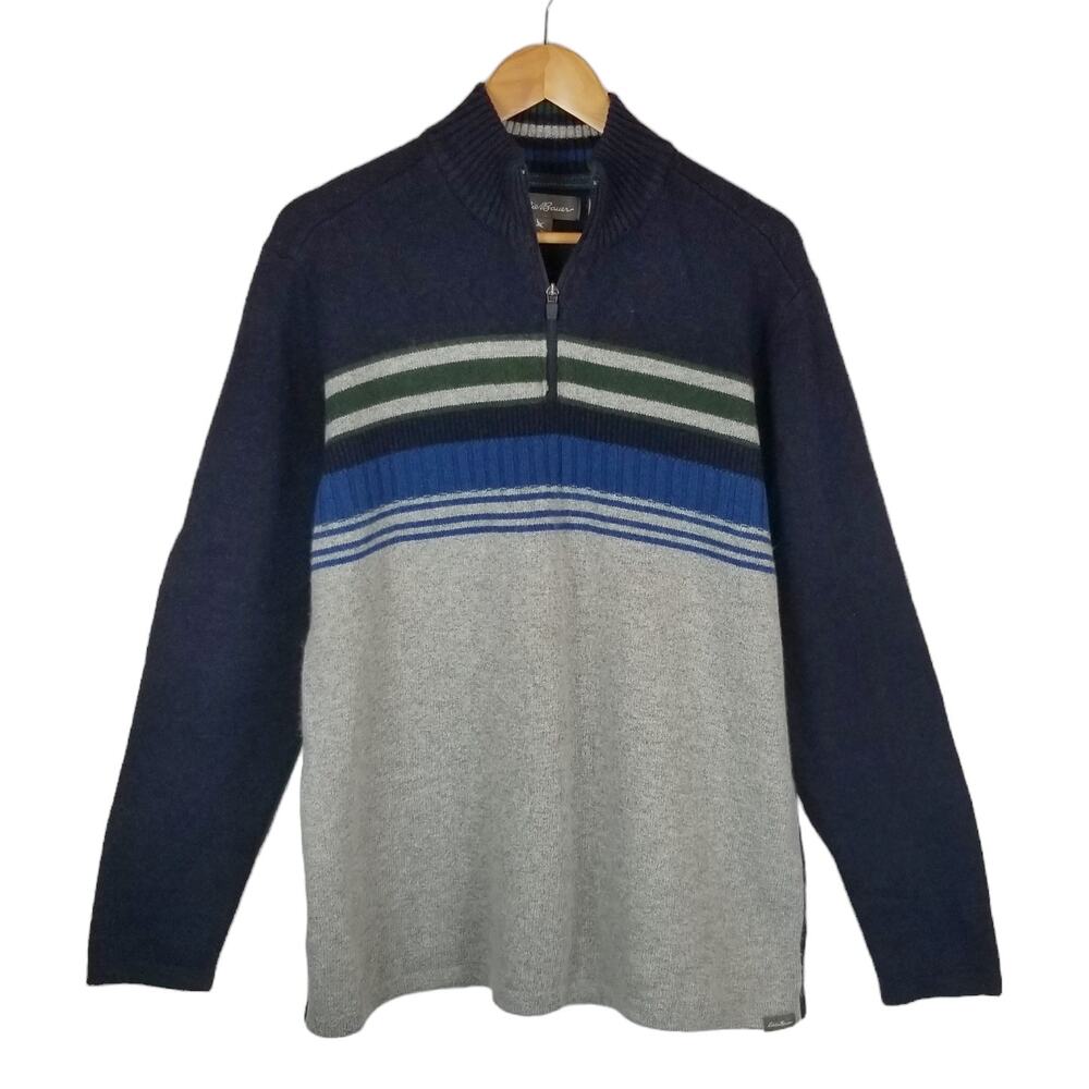 Eddie Bauer Men's 1/4 Zip Wool Blend Pullover Sweater Size TL Large Tall